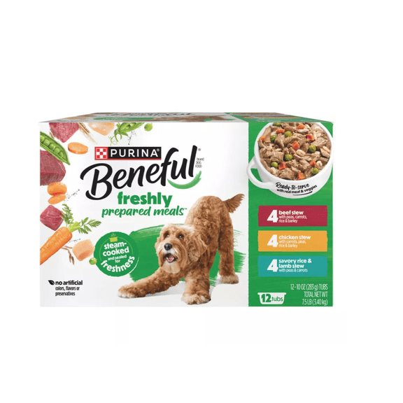Beneful Adult Chicken, Beef and Lamb in Gravy Recipe Wet Dog Food Variety pk., 10 oz., Pack of 12 Trays