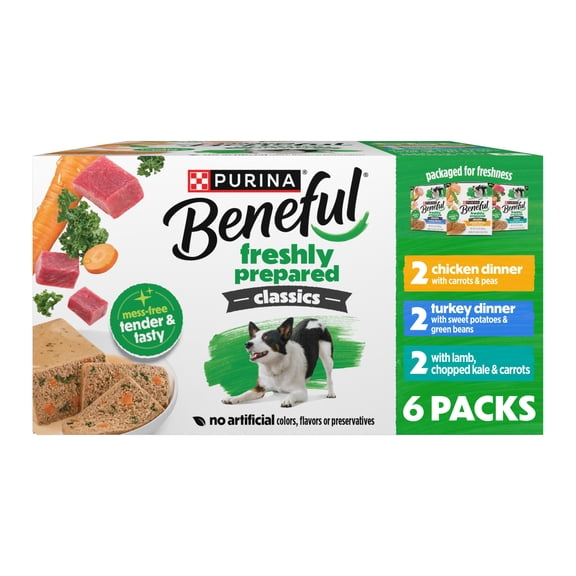 PurinaBenefulFreshly Prepared Classics Chicken, Turkey, & Lamb Flavor Wet Dog Food Variety Pack, 9.5 oz Packs (6 Pack)