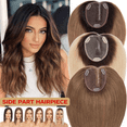 thumbnail image 1 of Benehair 10*12cm Side Part Clip In Hairpiece 100% Remy Real Human Hair Topper Hair Piece Wigs Handtied Lace Base For Woman Thin Hair Loss Top Piece Brown 12 inch, 1 of 10
