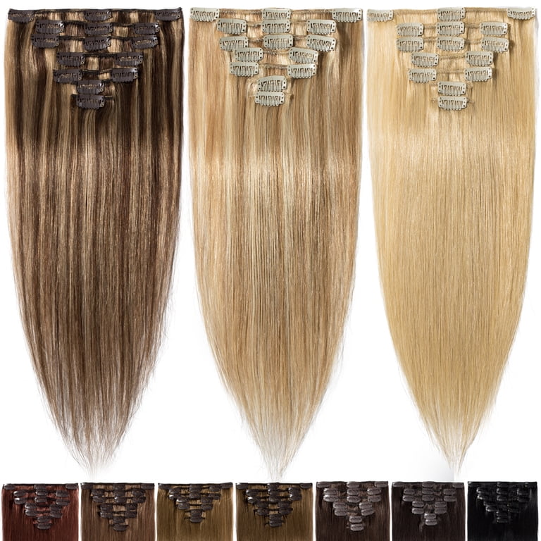 Clip-In Human Hair Extensions 22 Inch 75g 7 Pieces Remy Hair Amazon.com : 22 Inch Clip-in Hair Extensions Remy Human Hair  main image 3