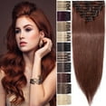 thumbnail image 1 of Benehair 100% Real Remy Human Hair Extensions Clip In 8Pcs Hair Weft Full Head Women Soft Hair Straight Long 22" 80g, 1 of 12