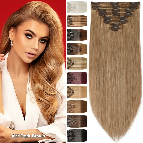 Benehair 100% Real Remy Human Hair Extensions Clip In Thick Double Weft Full Head 10"-24" Blonde Women Caramel Hair