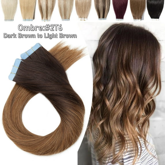 Benehair 100% Real Remy Human Hair Extensions Tape In Seamless Skin Weft Full Head Thick 40pcs 100g Ombre 12"-24" US