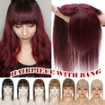 thumbnail image 1 of Benehair 100% Remy Human Hair Extensions Clip In Hairpiece Toupee Topper With Bang Mono Base for Women Density 150% Wine Red 99J#, 1 of 13