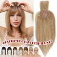 thumbnail image 1 of Benehair 100% Remy Human Hair Extensions Clip In Topper Toupee Hairpiece With Bang for Women Wig Top Piece Blonde Hair Piece 10"12"14"16", 1 of 12
