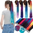 thumbnail image 1 of Benehair 12 Strands Twist Box Braids Ponytail Bright Pigtail Hair Extensions Dreadlocks Kanekalon Crochet Braids for Women 24" Black+Dark Purple+Purple+Royal Blue, 1 of 5