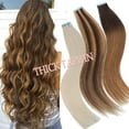 thumbnail image 1 of Benehair 40 Pcs Thick Skin Weft Tape In 100% Remy Human Hair Extensions Full Head 20 Pcs Invisible Brown, 1 of 13