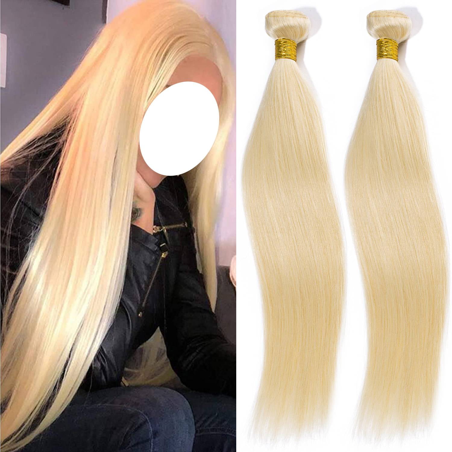 Benehair Brazilian Blonde Human Hair Bundles 100% Virgin Human Hair Bundles Thick Hair Weave Extensions Soft Straight Hair 1 bundle 100g
