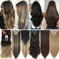 thumbnail image 1 of Benehair Clip in Hair Extensions Full Head Long Thick 8 Pieces Hair 18 Clips Curly Wavy Straight Hairpieces 100% Real Natural as Human Best Hair Set 24'' Curly Dark Grey, 1 of 9
