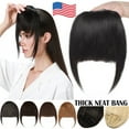 thumbnail image 1 of Benehair Clip In 100% Human Hair Extensions Bangs Fringe 100% Real Remy Hair Thick Neat Bangs Front Hairpiece Woman Brown 3 Clips, 1 of 10