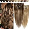 thumbnail image 1 of Benehair Clip In 100% Real Remy Human Hair Extensions Full Head Soft Straight Women Highlight Balayage Blonde Hair 7 Pcs, 1 of 10
