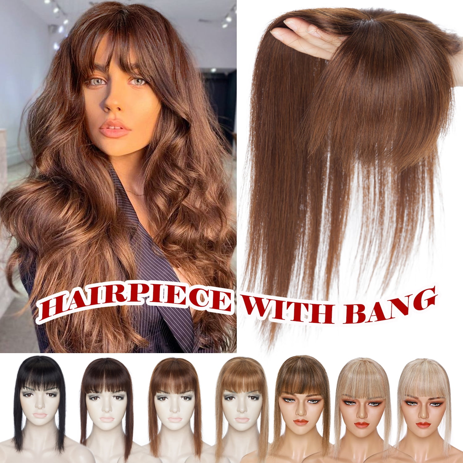 One Piece Clips In Remy Human Hair Fringe Side Part Bang Hair Extension  Topper