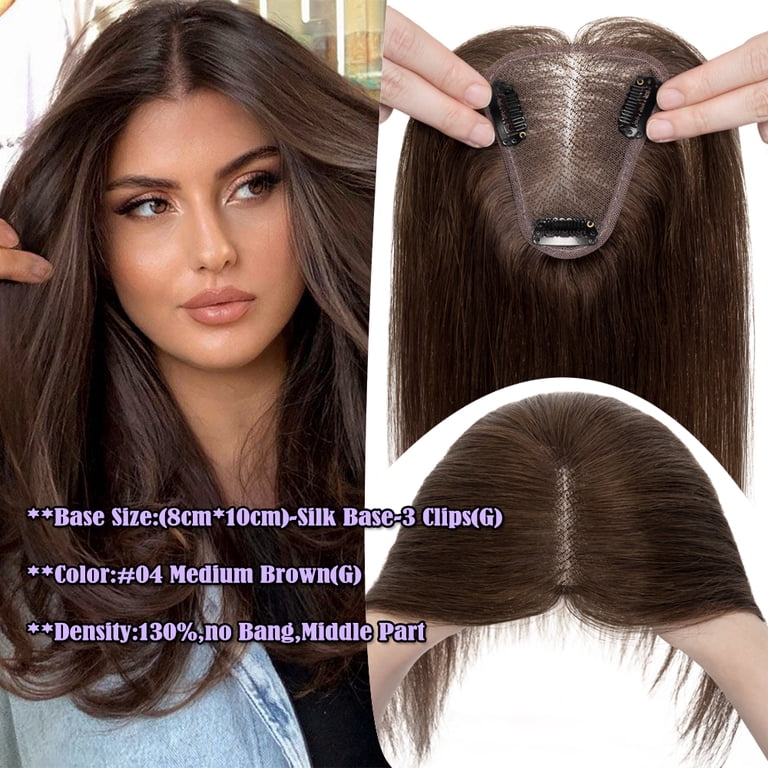 Real Human Hair Topper for Thinning Hair, Clip-In Hairpiece for Women tv.jpg main image 2