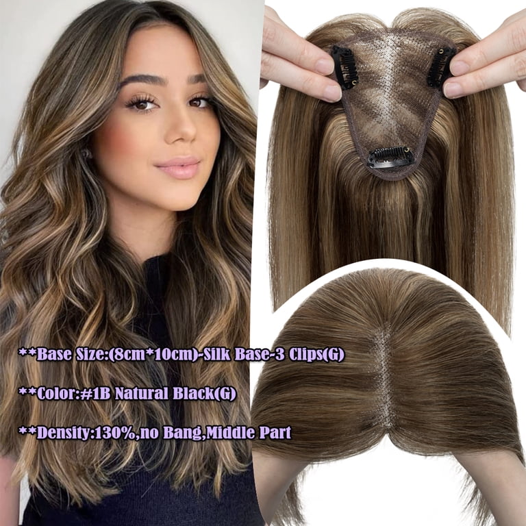 Real Human Hair Topper No Bangs 4x4.8 Base Breathable Hand-Woven Amazon.com : Hairro 100% Human Hair Topper No Bangs, Real  main image 4