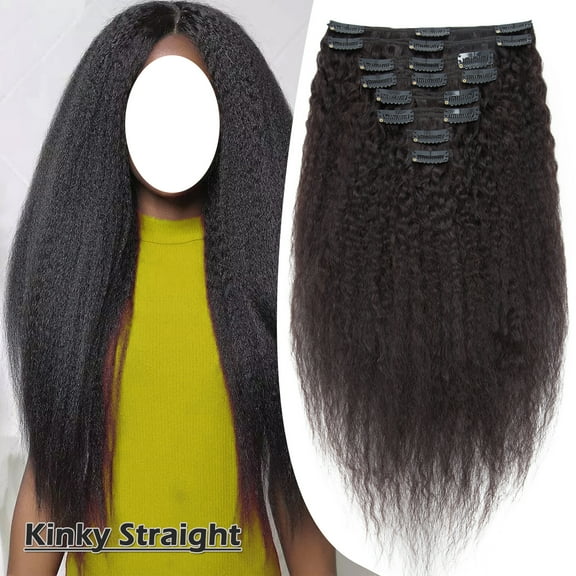 Benehair Clip In Human Hair Extensions Afro kinky Straight Double Weft Black Brazilian Virgin Remy Hair Thick Full Head