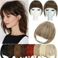 thumbnail image 1 of Benehair Clip in Fringe Hair Extensions as Humam Neat Bangs Thick Hairpiece 6" Dark Red, 1 of 9