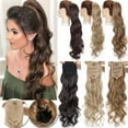 thumbnail image 1 of Benehair Clip in Hair Extensions as Human Drawstring Ponytail Real Long Thick Hair Piece Curly Wavy for Woman Sandy Blonde Mix Bleach Blonde 24", 1 of 11