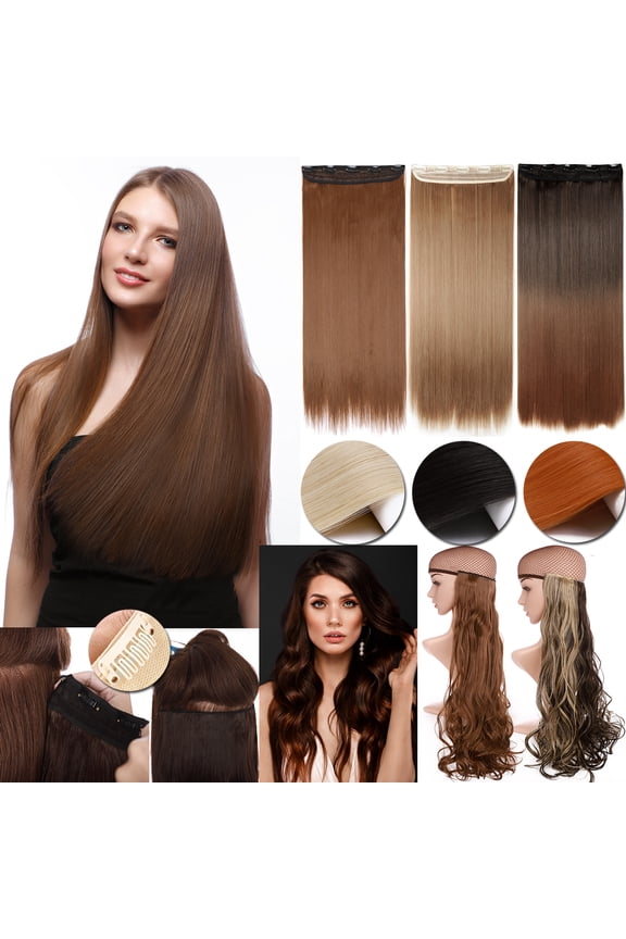Clip in Hair Extensions as Human One Piece Hair Extension Curly Wavy Straight Hairpieces for Woman