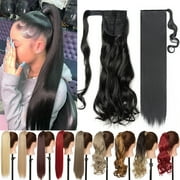 Benehair Clip in Ponytail Extensions for Women Wrap Around Long Thick Straight Curly Hairpiece