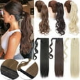 thumbnail image 1 of Benehair Clip in Ponytail Hair Extensions Pocket wrap around Long Thick Hairpiece as Human 18" Curly Light Brown, 1 of 9