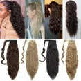 thumbnail image 1 of Benehair Clip in Ponytail Hair Extensions Pocket wrap around Long Thick Hairpiece as Human 20" Corn Wavy Coffee Brown & Bleach Blonde, 1 of 12