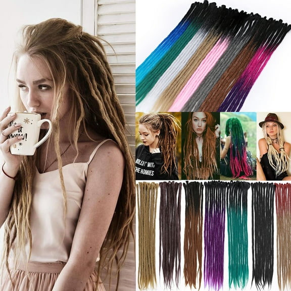 Benehair Dreadlock Extensions Full Head Pack Synthetic Dreads Faux Locs Crochet Hair Reggae Hair Locs Extensions 20inch Dark Auburn