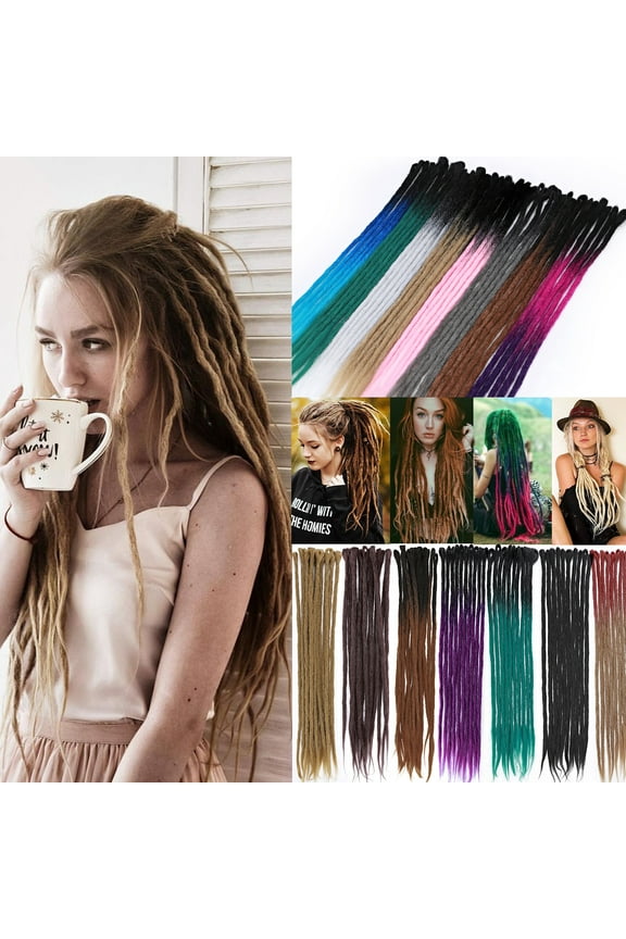 Dreadlock Extensions Full Head Pack Synthetic Dreads Faux Locs Crochet Hair Reggae Hair Locs Extensions 20inch Grey