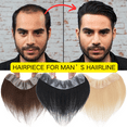 thumbnail image 1 of Benehair Forehead Hairline Full PU For Man Toupee Hairpiece 100% Human Hair Replacement 100% Density #1B Black (4cm*18cm ), 1 of 8