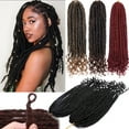 thumbnail image 1 of Benehair Goddess Locs Crochet Braids Boho Style Faux Locs Hair Extensions with Curly Ends Pre Looped Locs Synthetic for Women 16" Coffee Brown, 1 of 9