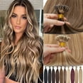 thumbnail image 1 of Benehair Human Hair Extensions 1g Nano Ring I Tip Remy Hair Loop in Microlink Full Head Women Seamless Black 100g, 1 of 12