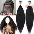 thumbnail image 1 of Benehair Human Hair Extensions Afro Kinny Straight Micro Loop Microlinks Remy Hair Full Head 1g Black Thick 100g, 1 of 8