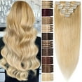 thumbnail image 1 of Benehair Human Hair Extensions Clip In Hair Extension Full Head Remy Hair Blonde for Women Straight 8"-24", 1 of 12