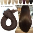 thumbnail image 1 of Benehair Human Hair Extensions Tape In Skin Weft Invisible Full Head Thick Brown 100G 40 Pcs 12"-24" for Woman US, 1 of 13