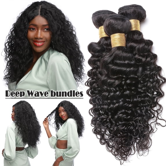 Benehair Malaysian Virgin Human Hair Extensions 1 Bundle 100g Deep Wave Hair Weave Weft Black Women 10 inch 8A