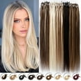 thumbnail image 1 of Benehair Micro Beans Ring Easy Loop Hair Extensions 100% Russian Remy Human Hair Line Microtube Links Hair 0.5g 100 Strands Highlight US Clearance, 1 of 12