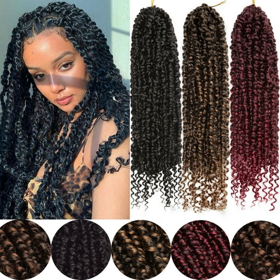 Benehair Passion Twist Hair Extensions Water Wave Pre Looped 5 Packs Pre-twisted Passion Twist Bohomian Braids Crochet Braided hair for Women