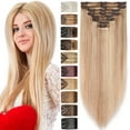 thumbnail image 1 of Benehair Premium Thick Full Head Clip In Human Hair Extensions Double Weft 100% Real Remy Hair Women Highlight Blonde Soft, 1 of 11