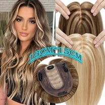 Benehair Real Hair Clip In Extensions 13cm*15cm Clip In Hairpiece Silk Base Topper Toupee Wiglet Top Hair Piece 130% Density New 6"-22" Highlight