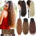 thumbnail image 1 of Benehair Real Thick Clip in Ponytail Hair Extensions 100% Natural Drawstring Long Corn Wavy Pony Tails Wrap on Kinky Wavy Ponytail Hair Extension for Women Bleach Blonde, 1 of 8