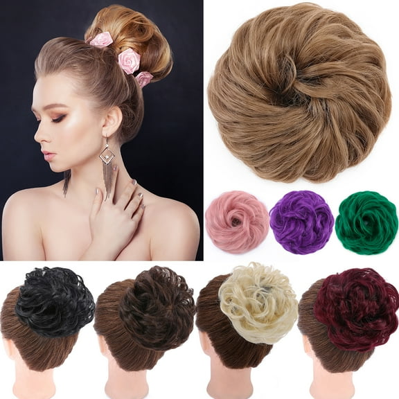 Benehair Real Thick Updo Messy Bun Hair Piece Hair Extensions Ponytail Scrunchies Wrap on Pony Tail Donuts Hairpiece for Woman