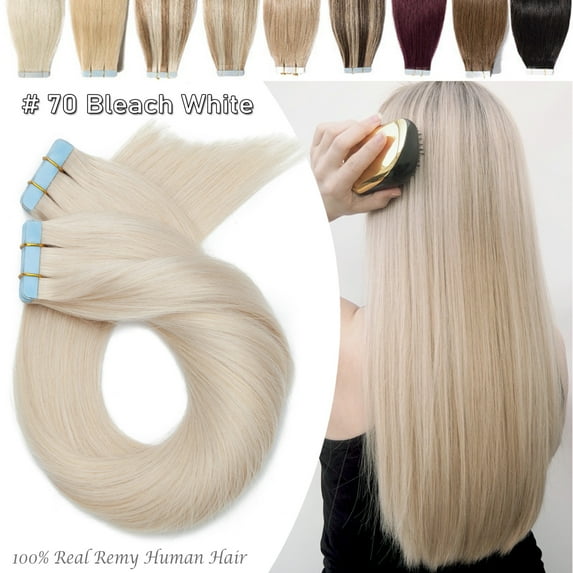 Benehair Tape In 100% Remy Real Human Hair Extensions Full Head Seamless Skin Weft Thick Blonde Hair for Woman Straight 100g US