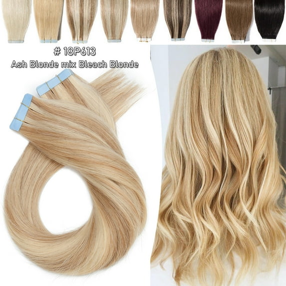 Benehair Tape In Hair Skin Weft Human Hair Extensions Thick Full Head Invisible Highlight Ombre 20 pcs/50g for Women US