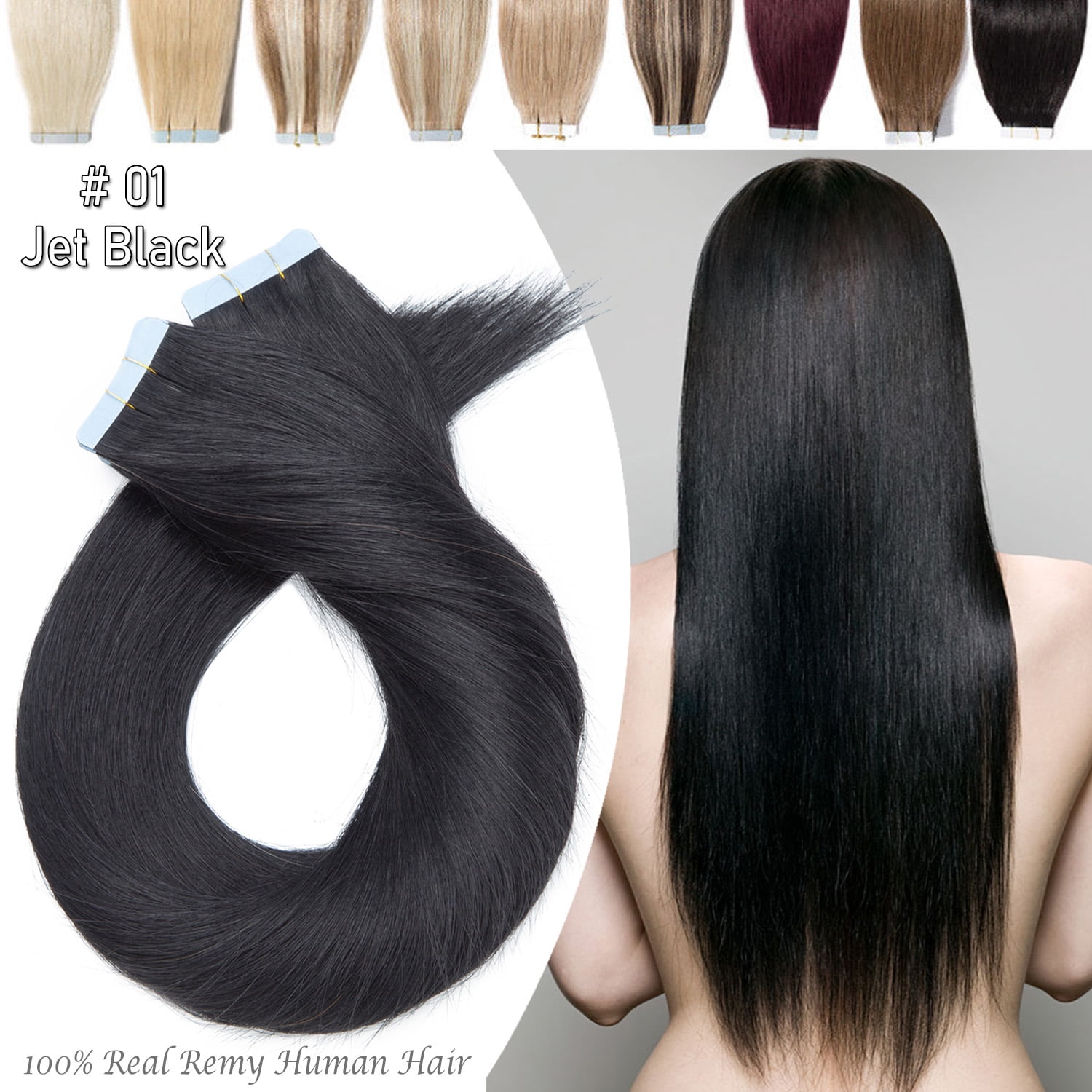 Benehair Tape In Human Hair Extensions Thick 100% Real Remy  display picture 1