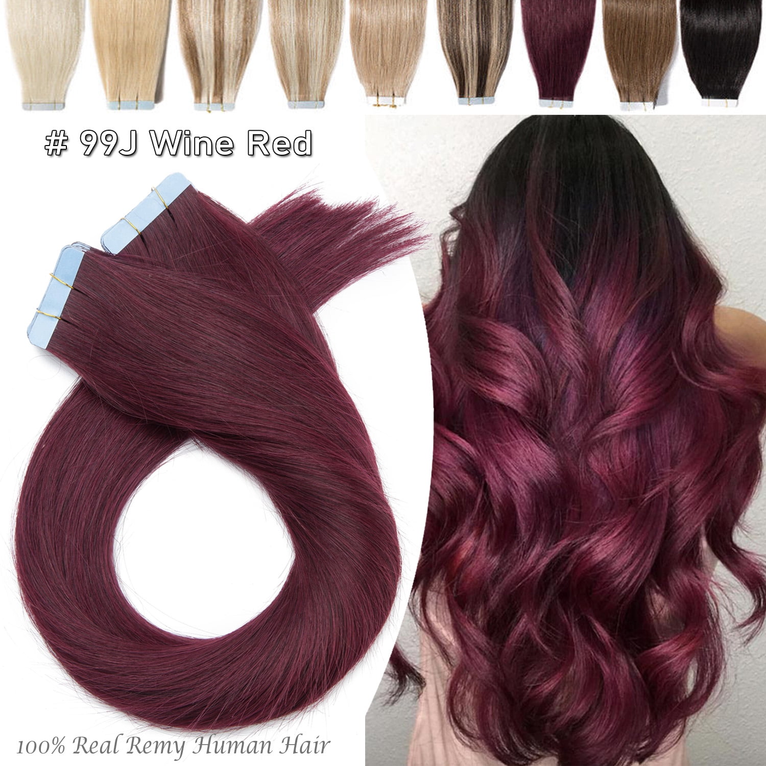 Benehair Tape In Human Hair Extensions Thick 100% Remy Real Skin