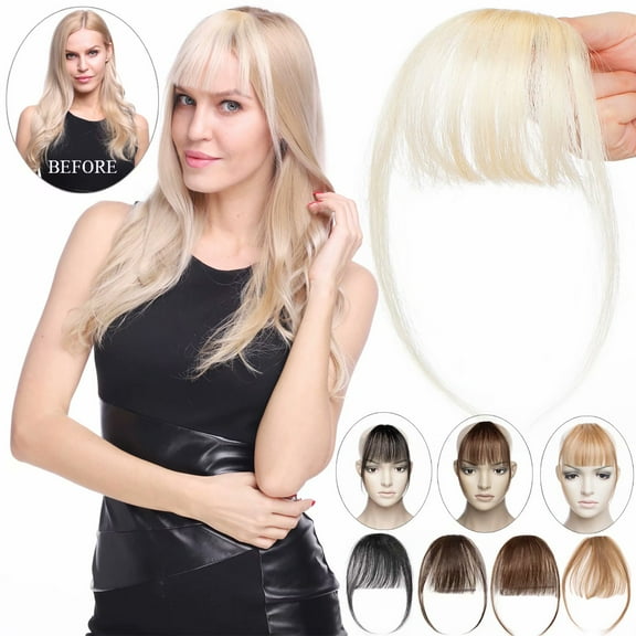 Benehair Thin Air Bangs Fringe Clip In 100% Real Remy Human Hair Extensions Hiarpiece Invisible Front Hair Piece Women Blonde US