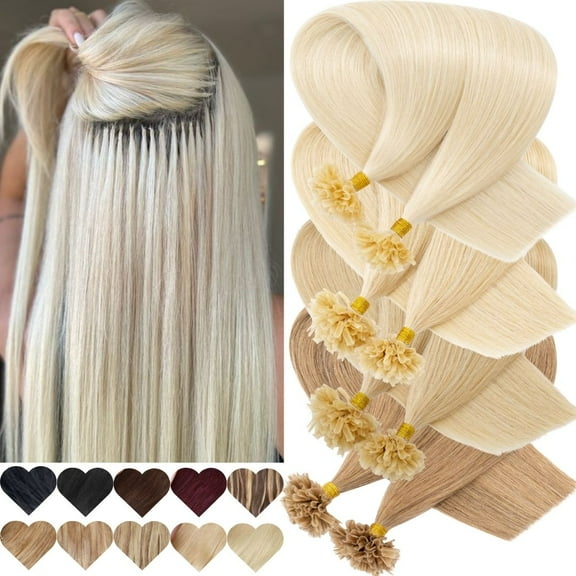 Benehair U Tip Hair Extensions U-tip Nail Keratin 100% Remy Human Hair Pre Bonded Fusion Glue Stick Tipped Brown Hair Extensions 0.5g/s 100pcs