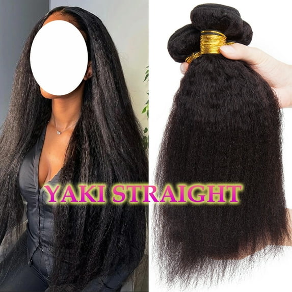 Benehair Yaki Straight Brazilian Virgin Human Hair Weave Weft Human Hair Extensions Hair Bundles 10"-24" Black 2 Bundles Soft US