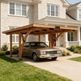 thumbnail image 1 of Beneouya 18.3x12.6x7.7ft Heavy-Duty Wood Carport with Steel Roof for Driveway Shelter, 1 of 9