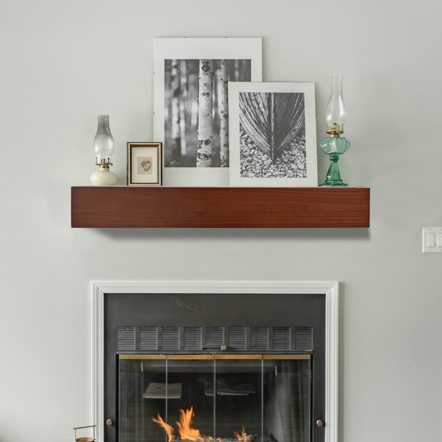 Beneouya 47 inch Fireplace Mantel Shelf, Solid Wood Floating Shelves