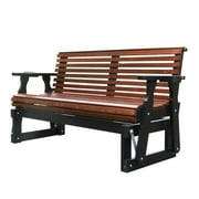 Beneouya Outdoor Glider Bench, Wooden Glider Chair with Cup Holders for Backyard, Garden Porch, Dark Blue